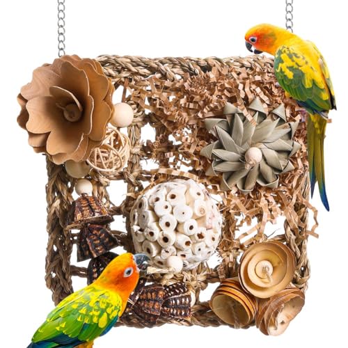 Fcuajdkq Vogelspielzeug, Sittichspielzeug, Futtersuchspielzeug für Vögel, Grasmatte, Kletterwand für Sittiche, Papageien, Nymphensittiche, Conures, Unzertrennliche von Fcuajdkq