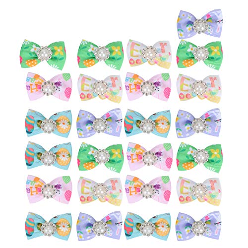 25 PCS Pet Dog Cat Haarschleifen Blume Cute Pet Hair Bows Pflege Kopfbedeckung für Haustiere, Haarzubehör Bow Pet Grooming Produkte Bowknot mit Gummibändern von Fdit