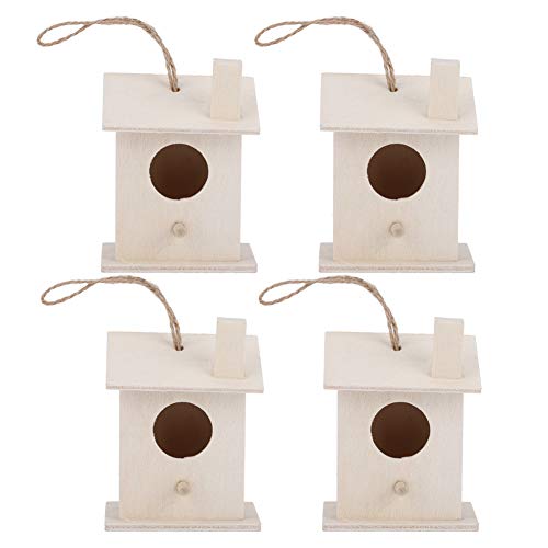 4Pcs Innovative Vogelhaus Vogel Nistkasten Holz Vogel hängen Holz Vogelhaus Nester Ornament für Outdoor-Garten Terrasse Dekoration von Fdit