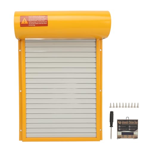 Automatischer Hühnerstall-Türöffner, Licht, Timer, Programmierbar, LED-Anzeige, Batteriebetriebene Aluminiumtür, Praktisch (Yellow) von Fdit