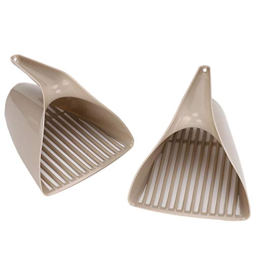 Fdit 2Pcs Durable Pet Litter Scoop Katzenstreu Schaufel Pet Cleaning Tool Kunststoffschaufel mit Griff zum Reinigen von Katzenstreu(Hellbraun) von Fdit