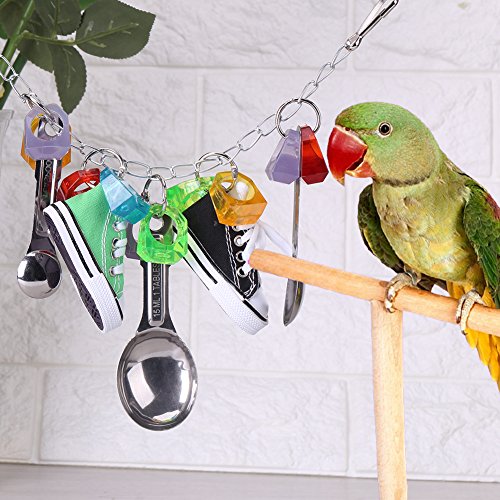 Fdit Bird Chewing Toys Papagei Metalllöffel Hängende Schaukel Mini Sneaker Papageien Käfig Biss Spielzeug für Sittich African Grey Cockatiel Conure Cockatoo Wellensittiche von Fdit