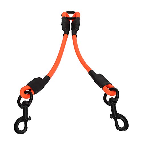 Fdit Double Dog Hund Double Chain Leashes PVC Wasserdicht No Double Ended Dog für Zwei oder mehr Hund Outdoor Walking Training(Diameter: 8mm; Length: 25 cm-Orange) von Fdit