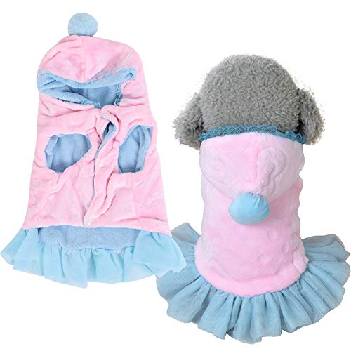 Fdit Winter Hundekleidung, weiches Plüsch Haustier Winterkleid Haustier Herbst/Winter OverallPet Kleid Winter mit Bowknit für Teddy, Mops, Chihuahua, Shih Tzu, Yorkshire Terrier(S) von Fdit