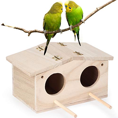 Holzvogelnester Haus Süßes Modellierend Belüftetes Vogelhaus für Papageien Schwalben, Platane Wood Outdoor Vogel Brutschachtel für Naturliebhaber, 9,1x5.1x4.9in von Fdit