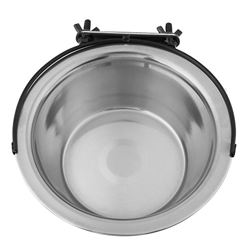 Hunde Katze Fütterungsschüssel Hundefutter Wasserbehälter Edelstahl Käfig für mittlere kleine Haustier Welpen Katze Diner Dish Food Water Näfp Futterbehälter(L) von Fdit