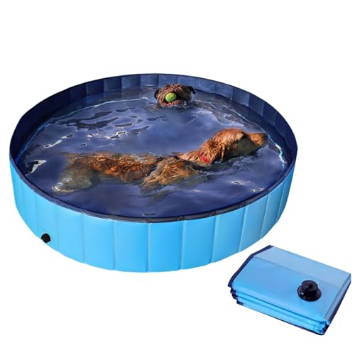 FePen Hundepool Planschbecken, Hundeplanschbecken Faltbare 80 x 20cm, Tragbar PVC Hundebadewanne Katzenpool, Verdickt, Verschleißfest und rutschfest Schwimmbad für Haustiere von FePen