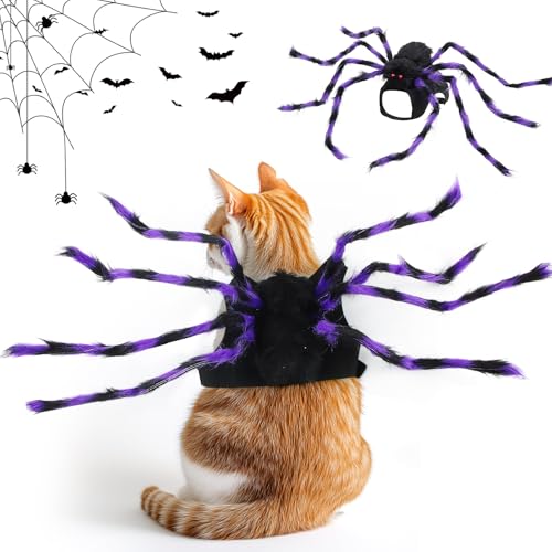 Katze Kleidung Halloween, FePen Katzen Klamotten Fledermaus, Hundekostüm Spinne, Halloween Kostüm Hund Spinne, Plüsch, Katzen Urlaub Dekoration, Haustier-Rollenspielparty (L) von FePen