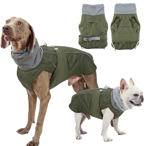 FePen Hundejacke Wintermantel, Großer Hundemantel, warme Hundejacke für den Winter, Wasserabweisend, Winddicht, Reflektierende Weste, Hundejacken für den Winter(Green, 2XL) von FePen