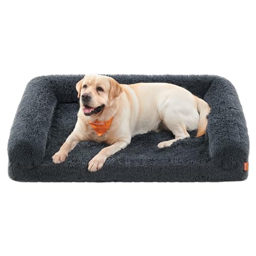 Feandrea FluffyHug Hundebett, Hundekissen Größe XXL, Hundematte für große Hunde, Hundesofa Noppenschaumstoff, Bezug abnehmbar und waschbar, 122 x 85 x 24 cm, dunkelgrau PGW234G02 von Feandrea