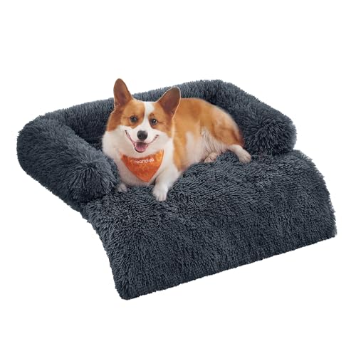 Feandrea FluffyHug Hundebett Plüsch, Hundedecke Sofa, Sofaschutz Hund, Hundekissen, Größe L, für mittelgroße Hunde, 95 x 85 x 16 cm, dunkelgrau PGW222G02 von Feandrea