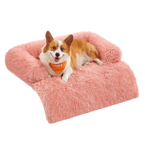 Feandrea FluffyHug Hundebett Plüsch, Hundedecke Sofa, Sofaschutz Hund, Hundekissen, Größe L, für mittelgroße Hunde, 95 x 85 x 16 cm, rosa PGW222R01 von Feandrea