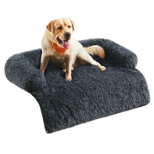 Feandrea FluffyHug Hundebett Plüsch, Hundedecke Sofa, Sofaschutz Hund, Hundekissen, Größe XXL, für große Hunde, 122 x 95 x 18 cm, dunkelgrau PGW224G02 von Feandrea