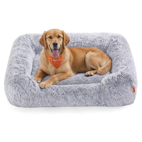 Feandrea Hundebett, Hundekissen, 106 x 75 x 20 cm, Hundekorb, weiche Polsterung, Hundesofa, erhöhte Ränder, Bezug abnehmbar und maschinenwaschbar, rutschfest, Ombré-Grau PGW273G01 von Feandrea