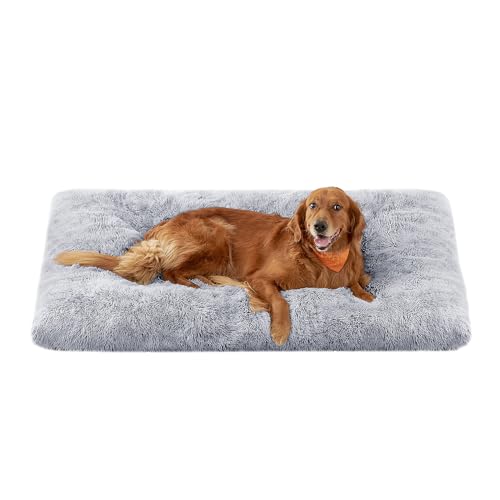 Feandrea Hundebett, Hundekissen, Flauschige Hundematte, langer Plüsch, 140 x 100 cm, weiche Polsterung, waschbar, multifunktional, Ombré-Grau PGW205G01 von Feandrea