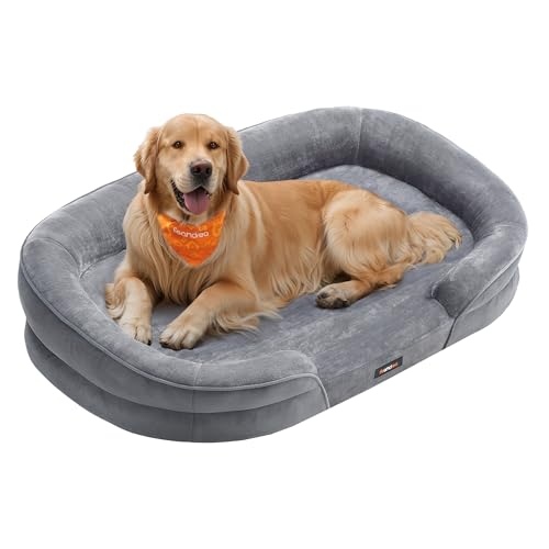 Feandrea Hundebett, Hundekissen, für große Hunde, 106 x 76 x 18 cm, orthopädisch, wasserdichte Innenschicht, erhöhte Ränder, Abnehmbarer, waschbarer Bezug, rutschfest, hellgrau PGW283G01 Feandrea Hundebett, Hundekissen, für große Hunde, 106 x 76 x 18 cm, orthopädisch, wasserdichte Innenschicht, erhöhte Ränder, Abnehmbarer, waschbarer Bezug, rutschfest, hellgrau PGW283G01 von Feandrea