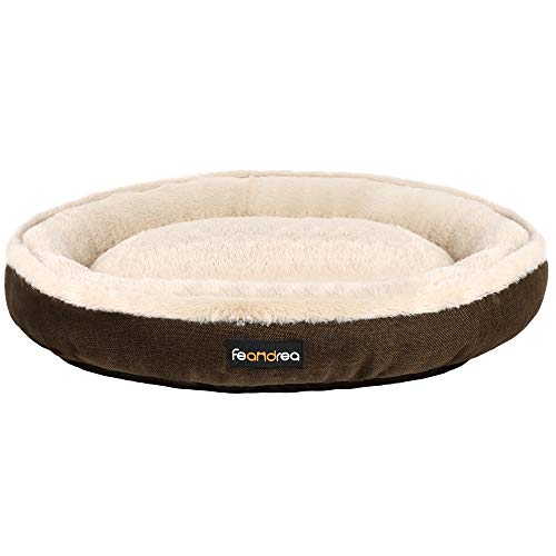 Feandrea Hundebett, Hundekorb, Katzenbett, Donut, Ø 75 cm, braun PGW075C01 von Feandrea