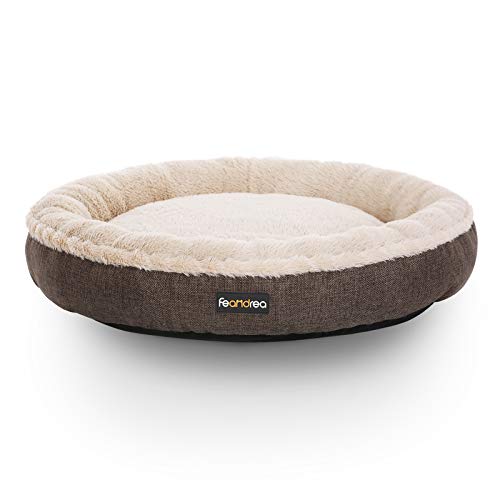 Feandrea Hundebett, Hundekorb, Katzenbett, Donut, rund, Ø 65 cm, grau PGW65C von Feandrea