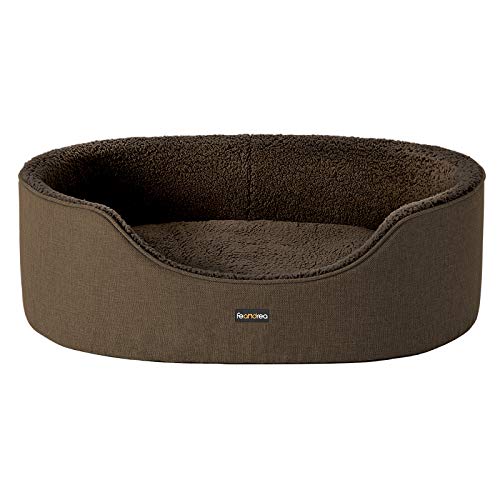 Feandrea Hundebett, Hundekorb, Wendekissen, 92 x 72 x 28 cm, braun PGW033K01 von Feandrea