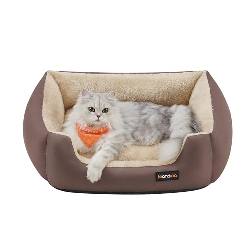 Feandrea Hundebett, Hundekorb mit Wendekissen, braun PGW001Z von Feandrea