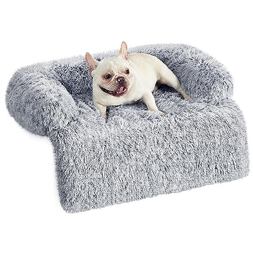 Feandrea FluffyHug Hundebett Plüsch, Hundedecke Sofa, Sofaschutz Hund, Hundekissen, Größe M, für kleine und mittelgroße Hunde, 80 x 75 x 16 cm, Ombré-Grau PGW221G01 von Feandrea