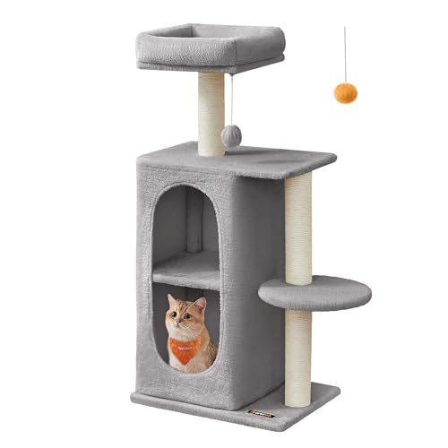 Feandrea Kratzbaum, Katzenbaum mit 2 Höhlen, Kratzstämme, für Mehrkatzenhaushalte, Kätzchen, hellgrau PCT005G01 Feandrea Kratzbaum, Katzenbaum mit 2 Höhlen, Kratzstämme, für Mehrkatzenhaushalte, Kätzchen, hellgrau PCT005G01 von Feandrea