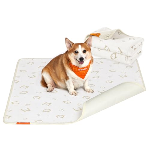 Feandrea Hundedecke, 2er Set, Wiederverwendbare Hundematte, 122 x 91 cm, L, wasserdicht, auslaufsicher, rutschfest, saugfähig für Hunde, Katzen, Kaninchen, wolkenweiß PTD003W01 von Feandrea