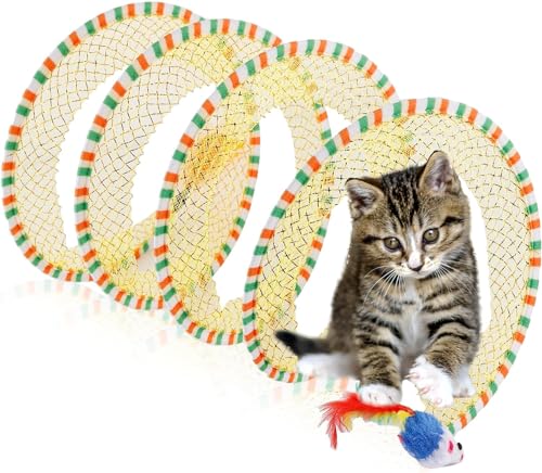 Gefalteter Katzentunnelspielzeug für Indoor-Katzen, S-förmiges Katzentunnel-Spielzeug mit Federmäusen, Frühlingskatze, interaktives Spielzeug, Katzenspulenspielzeug, Spiral-Katzenspielzeug, von Feaolala