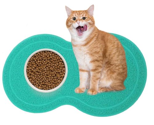 Haustier-Futtermatte, wasserdicht, rutschfest, PVC, Pfotenform, Haustier-Futtertablett für Katzen und Hunde, langlebig, praktisch, Haustierbedarf, Geschenke für geliebte Haustiere (blau) von Feaolala