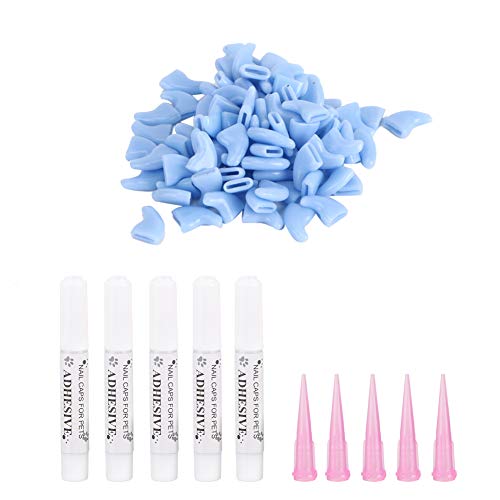 100pcs Langlebige Katzenweiche PVC -Nagelabdeckung Pfoten Klauenkappe Wickelzubehör für Katzen Kätzchen Rosen und Blues XS S M L (L) von Febuliy