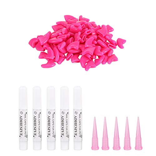 100pcs Langlebige Katzenweiche PVC -Nagelabdeckung Pfoten Klauenkappe Wickelzubehör für Katzen Kätzchen Rosen und Blues XS S M L (M) von Febuliy