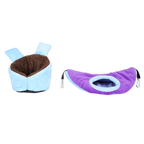 2pcs Set Hamster süße Hängematte Hanging Bett Käfig kleines Haustier -Meerschweinchen -Ruhe -Spiel Sofa Nest (Blau lila) von Febuliy