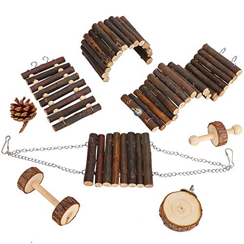 8pcs Eichhörnchen Holzschwung Spielzeug lustige Hamster Leiter kleines Haustier Spielen Spielzeug Set für Haustierunterhaltungsübung und Ruhe von Febuliy