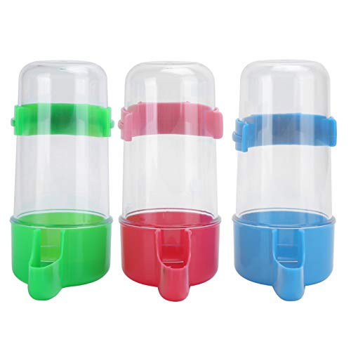 Birds Automatic Feeder Wassertrinker Papagei Fütterungstinkbehälterspender bequemer dauerhafter Klemmstock-Suspension Design großer Lagerraum Rot Blau Grün 3Sets von Febuliy