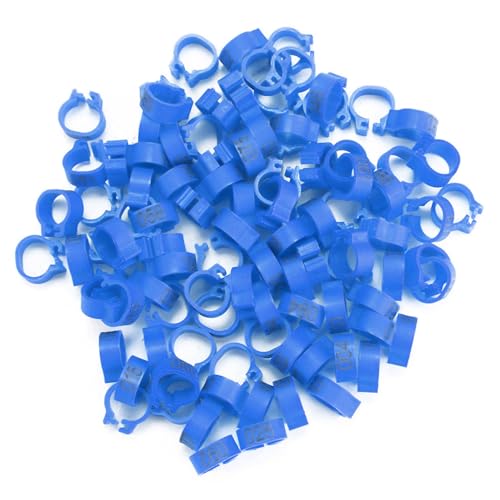 Febuliy 100pcs Bag 8mm 001-100 nummerierte Kunststofftaubenbänder 错误 Praktische Clip-Design für Buchstabenpaare Vogel 6 Farben anwendbar (Dunkelblau) von Febuliy