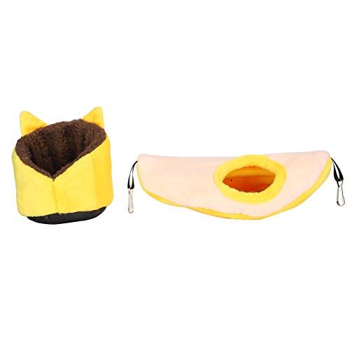 Febuliy 2pcs Set Hamster süße Hängematte Hanging Bett Käfig kleines Haustier -Meerschweinchen -Ruhe -Spiel Sofa Nest (Gelb) von Febuliy