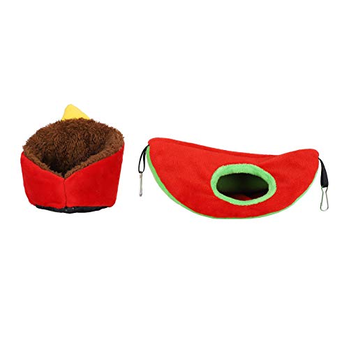 Febuliy 2pcs Set Hamster süße Hängematte Hanging Bett Käfig kleines Haustier -Meerschweinchen -Ruhe -Spiel Sofa Nest (Rot) von Febuliy