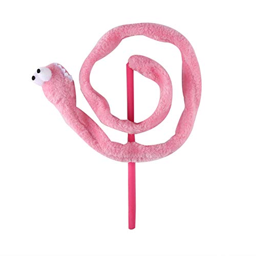 Febuliy 3 Color Cat Toy Snake Form Katzen Teaser Spielen Haustier Spielzeug Spaß Interaktives wiederverwendbares Grün Pink Blau (Rosa) von Febuliy