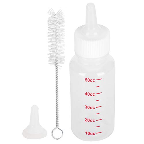 Febuliy 3pcs/Set Hundekatze Milch Fütterungsflasche Welpe Kätzchen Tierpflege Set Haltbares weiche Plastiknippelkalibrierung für kleine Haustiere Welpen Kätzchen Kaninchen von Febuliy