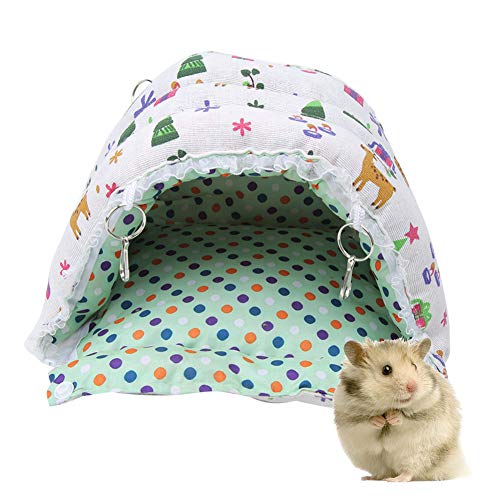 Febuliy Baumwollstoff Weihnachtsfleisch Haustier Hamster warme Hängematte Hanges Zelt Nest Zuckergleiter Eichhörnchen Chinchilla Kaninchen weißes Cartoon Design 3 Größen (M (59 cm / 23,2 Zoll lang)) von Febuliy