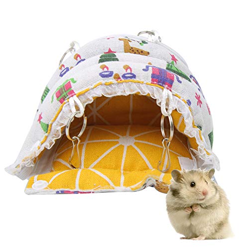 Febuliy Baumwollstoff Weihnachtsfleisch Haustier Hamster warme Hängematte Hanges Zelt Nest Zuckergleiter Eichhörnchen Chinchilla Kaninchen weißes Cartoon Design 3 Größen (Xs) von Febuliy