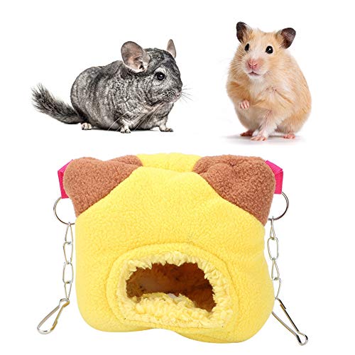 Febuliy Hamster Hanging House warme Flannelette Schwungbett geeignet für kleine Haustiere Rose rot gelb 21,5x13x9.5 cm (Gelb) von Febuliy