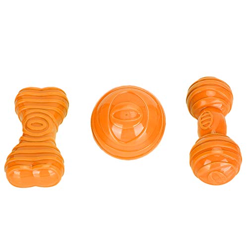 Febuliy Hund Interactive Chew Toy für Zähneschleifen und Training, TPR -Knochenspielzeug mit Schallgerät, Lila & Orange -Optionen, Pet Ball (Orange) von Febuliy