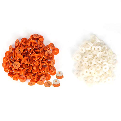 Febuliy Hunde Kaninchen Orange Animal Ohr -Ohr -Tag für Foxidentifikation 100 PCs (Orange) von Febuliy