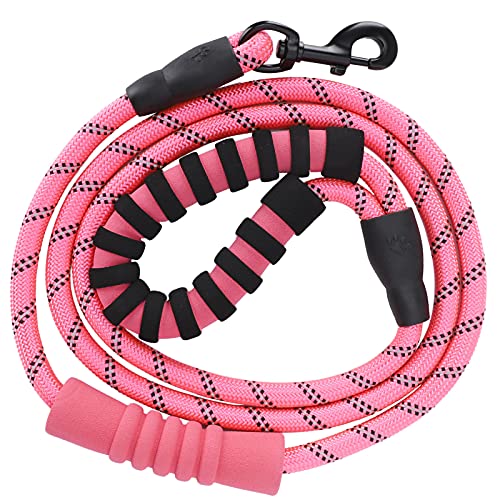 Febuliy Hunde -Leine reflektierende Nylon -Traktionsseil Langlebig Ziehgurt Haustier Accessoire 177 cm für Gehen im Freien (Rosenrot) von Febuliy