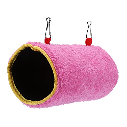 Febuliy Kleine Haustier Vögel hängende Käfig -Tunnel Hängematte Haus für Papageien Eichhörnchen warmes Bett blau rosa Baumwolloptionen (Rosa l) von Febuliy