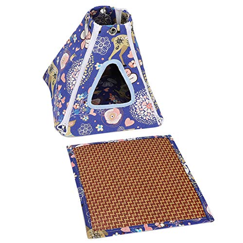 Febuliy Kleine Haustiere Hängematte Zelt Hängende Bett Spielzeug abnehmbar waschbarer Zuckergleiter Hamster Blue Blumenmeer für kleine Haustiere (11.5x26.5x3.5cm/4.5x10.4x1.4in) von Febuliy