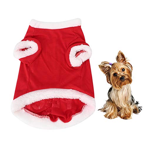 Febuliy Liebesmuster Red Plüsch Haustier Weihnachtskleid Kostüm Urlaub Party Kleidung Kleidung für Hunde Katzen Katzen (XL) von Febuliy