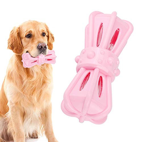 Febuliy TPR-Haustier-Hund-Kauspielzeug Interaktives Training Spielzeug für Haustierhunde Welpe, ungiftiges 错误 Material Pink Blue 6.3x3x3inch (Rosa) von Febuliy