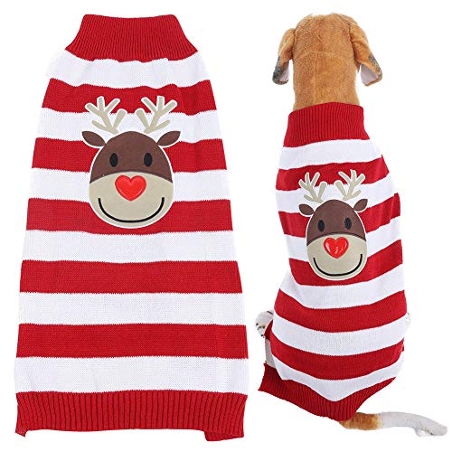 Winter weich warmes Weihnachtsfest süße Hund Kleidung Kleiner Haustier Welpe Rentier Pullover Kleidung Outfit (XXS) von Febuliy